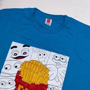 McDonalds‎ T Shirt Graphic Tee Fries Cartoon Characters Blue Large Mens